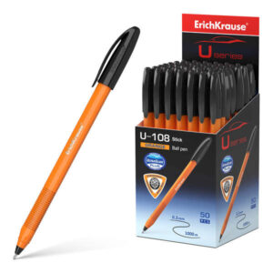 erichkrause u 108 boligrafo clasico orange punta de bola 0.7mm trazo de 0.26mm tapa ventilada cuerpo opaco naranja ultra glide technology color negro