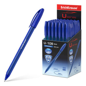 erichkrause u 108 boligrafo clasico punta de bola 1.0mm trazo de 0.3mm tapa ventilada cuerpo translucido y tintado ultra glide technology color azul