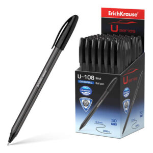 erichkrause u 108 boligrafo clasico punta de bola 1.0mm trazo de 0.3mm tapa ventilada cuerpo translucido y tintado ultra glide technology color negro