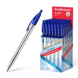 erichkrause r 301 matic boligrafo retractil punta de bola 1.0mm tinta de secado rapido cuerpo transparente color azul