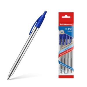 erichkrause pack de 4 boligrafos automatico r 301 classic matic 10 punta estandar de 10mm tinta de secado rapido color azur