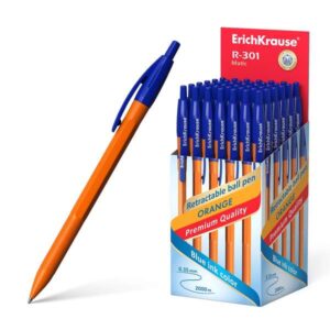 erichkrause r 301 naranja matic boligrafo retractil punta 0.7mm cuerpo hexagonal opaco tinta de secado rapido color azul