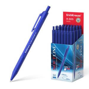 erichkrause boligrafo automatico r 305 recargable punta de aguja cuerpo hexagonal opaco tinta de secado rapido color azul