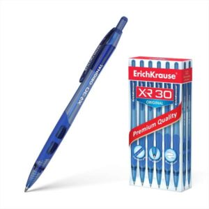 erichkrause boligrafo automatico xr 30 cuerpo translucido redondo zona de agarre ergonomica punta de 5 canales tinta de secado rapido color azul