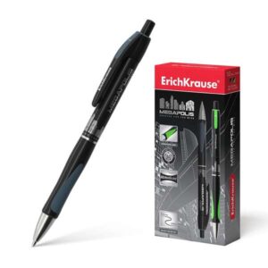 erichkrause boligrafo automatico megapolis concept cuerpo satinado redondo zona de agarre ergonomica punta de 5 canales tinta de secado rapido color negro