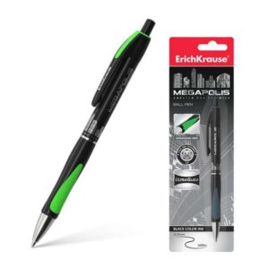 erichkrause boligrafo automatico megapolis concept cuerpo satinado redondo zona de agarre ergonomica punta de 5 canales tinta de secado rapido color negro