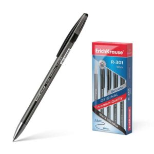 erichkrause r 301 original boligrafo de tinta de gel punta 0.5mm trazo 0.4mm cuerpo translucido tintado grip perfilado comodo secado rapido color negro