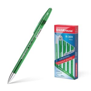 erichkrause r 301 original boligrafo de tinta de gel punta 0.5mm trazo 0.4mm cuerpo translucido tintado grip perfilado comodo secado rapido color verde