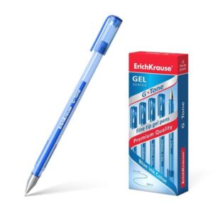 erichkrause g tone boligrafo de gel cuerpo translucido con grip perfilado triangular punta de 0,5mm tinta de gel de secado rapido color azul