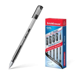 erichkrause g tone boligrafo de gel cuerpo translucido con grip perfilado triangular punta de 0,5mm tinta de gel de secado rapido color negro