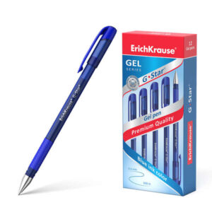 erichkrause boligrafo de gel g star 05 cuerpo translucido con grip de goma punta de 05mm tinta de gel de secado rapido color azul