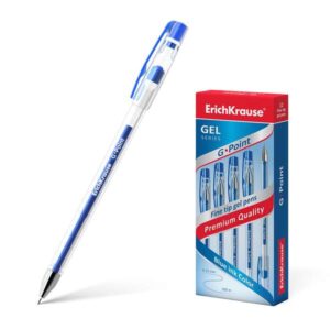 erichkrause boligrafo de gel g point punta de aguja de 0,38mm tinta de gel de secado rapido cuerpo transparente color azul