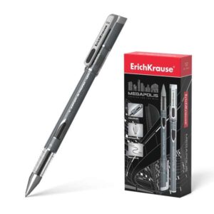 erichkrause megapolis gel boligrafo tinta gel punta de 0.5mm cuerpo redondo opaco ventanilla de control de tinta color negro