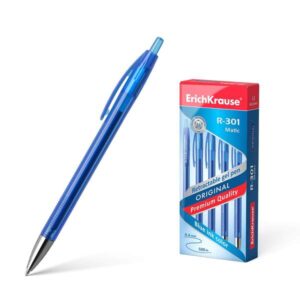 erichkrause boligrafo de gel automatico r 301 original gel matic tinta de gel de secado rapido cuerpo transparente con grip perfilado color azul