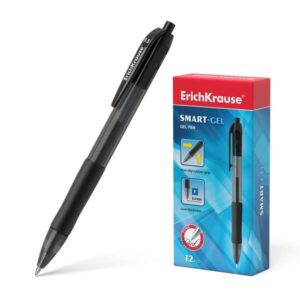 erichkrause boligrafo de gel automatico smart gel punta normal cuerpo translucido redondo agarre comodo tinta de gel de secado rapido longitud de linea continua de 500m espesor de 04mm color negro
