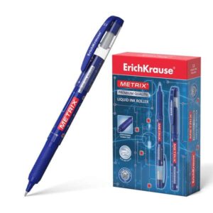 erichkrause metrix boligrafo tinta gel punta 0.5mm agarre de goma capuchon con clip secado rapido color azul
