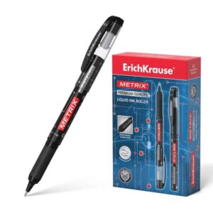 erichkrause metrix boligrafo tinta gel punta 0.5mm agarre de goma capuchon con clip secado rapido color negro
