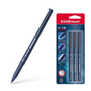 erichkrause f 15 pack de 3 rotuladores punta fina trazo de 0.6mm clip metalico color negro, azul y rojo