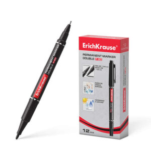erichkrause double p 80 marcador permanente doble punta punta bala de 1,65mm, punta fina de 0,45mm tinta a base de alcohol resistente al agua y a los rayos uv color negro