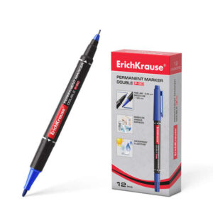 erichkrause double p 80 marcador permanente doble punta punta bala de 1,65mm, punta fina de 0,45mm tinta a base de alcohol resistente al agua y a los rayos uv color azul
