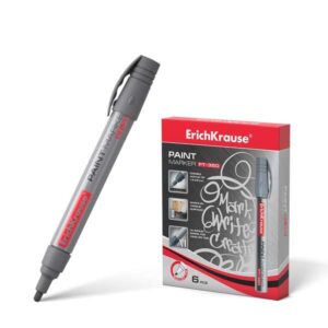 erichkrause pt 350 marcador de pintura punta en forma de bala trazo de 1.5 2.5mm sistema de suministro de tinta de valvula cuerpo de aluminio resistente color plata