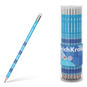 erichkrause 2x2 lapiz de grafito hb con goma de borrar madera seleccionada decorado con las tablas de multiplicar facil afilado color azul