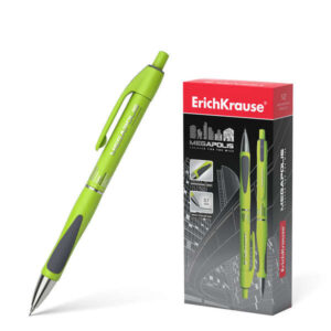 erichkrause megapolis concept portaminas 0.7mm hb cuerpo redondo con clip zona de agarre ergonomica para minas de 0.7mm color verde neon/gris