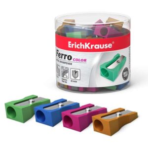 erichkrause ferro color sacapuntas de aluminio con agarre ergonomico orificio de 8mm cuchilla de acero al carbono colores surtidos