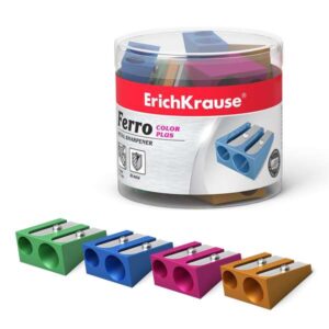 erichkrause ferro color plus sacapuntas doble de aluminio agarre ergonomico 8mm y 11mm de diametro color surtido