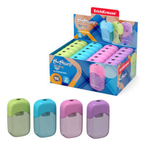 erichkrause sacapuntas s sharp con contenedor diseño ergonomico cuchilla de acero resistente color surtido