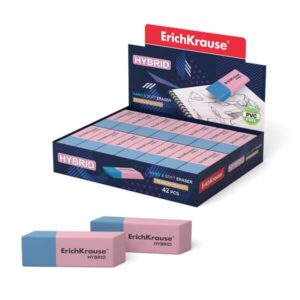 erichkrause hybrid borrador de doble cara diferente grado de dureza caucho termoplastico hipoalergenico color rosado y azul