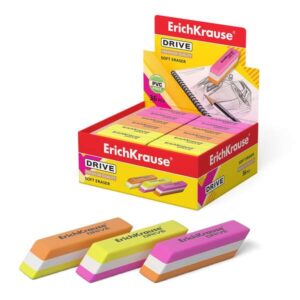 erichkrause drive goma de borrar suave de forma clasica fabricado de caucho termoplastico hipoalergenico diseño en color de tres capas libre de impurezas no contiene pvc color negro
