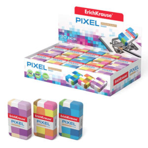 erichkrause pixel goma de borrar suave de forma clasica fabricada de caucho termoplastico sin pvc colores surtidos