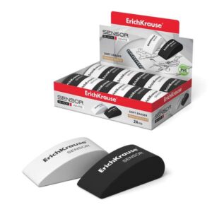 erichkrause sensor goma de borrar caucho termoplastico hipoalergenico sin pvc borrador suave de forma original color blanco y negro