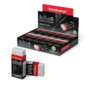 erichkrause megapolis goma de borrar suave fabricada de caucho termoplastico hipoalergenico ecologica y moderna envoltorio de carton sin pvc color blanco