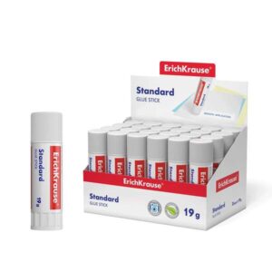 erichkrause pegamento en barra standard 19gr pegado rapido y confiable facil de aclarar con agua no toxico apto para papel, carton y fotografias color blanco