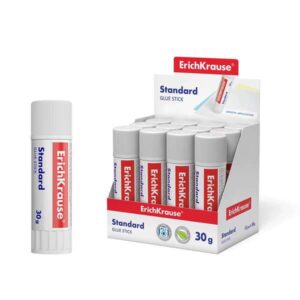 erichkrause standard pegamento en barra 30gr pegado rapido y confiable facil de aclarar con agua sin disolventes apto para papel, carton y fotografias color blanco
