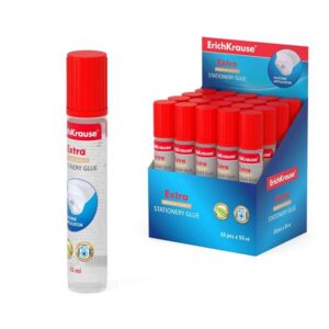 erichkrause extra pegamento liquido 55ml con aplicador de silicona suave alta capacidad adhesiva no toxico resistente al frio transparente