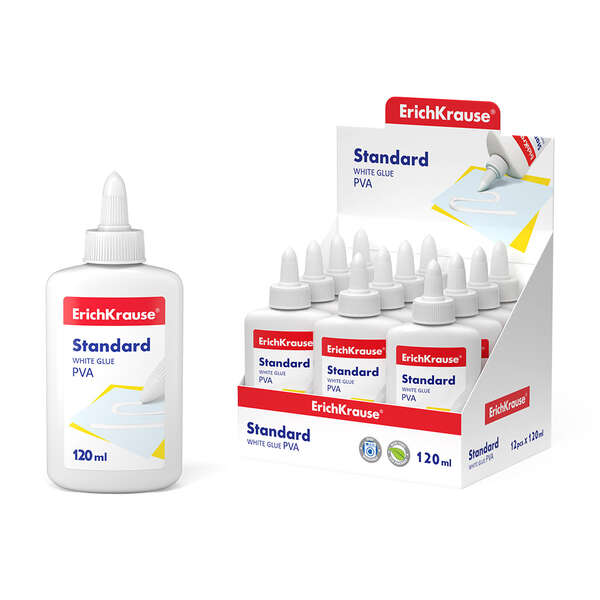 erichkrause cola blanca pva standard 120ml aplicador autolimpiante regulador de intensidad no toxico resistente al frio color blanco