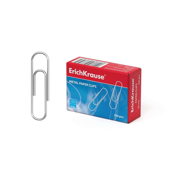 erichkrause caja de 100 clips metalicos 33mm acero revestido de zinc alta resistencia y durabilidad color acero