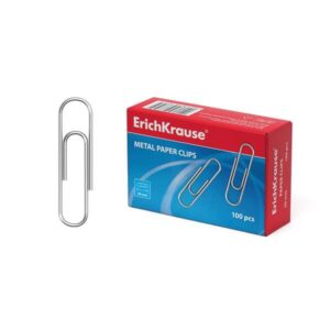 erichkrause caja de 100 clips metalicos 50mm alta resistencia y durabilidad resistente a la corrosion sin manchas ni arañazos color plateado