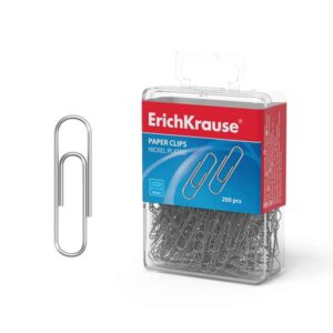 erichkrause caja de 200 clips metalicos niquelados 28mm alta resistencia y durabilidad resistentes a la corrosion color pata