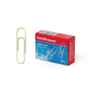 erichkrause caja de 100 clips 33mm chapados en laton alta resistencia y durabilidad resistente a la corrosion color dorado