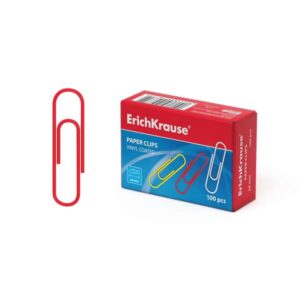 erichkrause caja de 100 clips de colores con recubrimiento de vinilo alambre de acero de alta calidad resistente a la corrosion colores surtidos