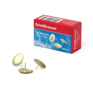 erichkrause caja de 100 chinchetas metalicas de acero latonado alta resistencia y durabilidad resistente a la corrosion color dorado