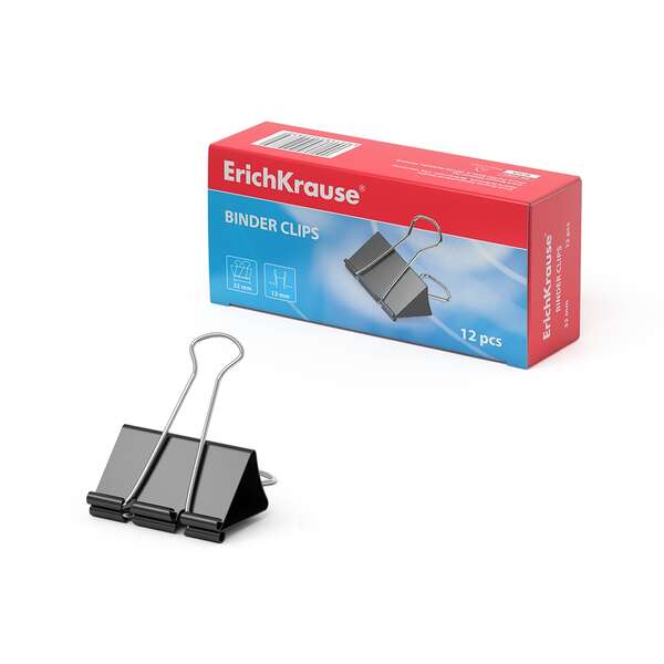 erichkrause pack de 12 pinzas para papeles 32mm capacidad hasta 145 hojas resistente a la corrosion alta resistencia color negro