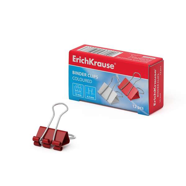 erichkrause pack de 12 pinzas para papeles 15mm capacidad hasta 55 hojas alambre de acero de alta calidad colores surtidos