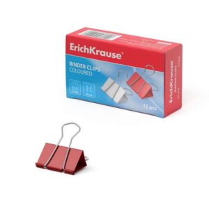 erichkrause pack de 12 pinzas para papeles 25mm capacidad hasta 110 hojas alambre de acero de alta calidad colores surtidos