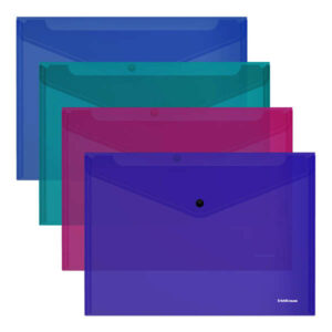 erichkrause glossy vivid sobre polipropileno tamaño А4 semitransparente cierre de boton colores surtidos