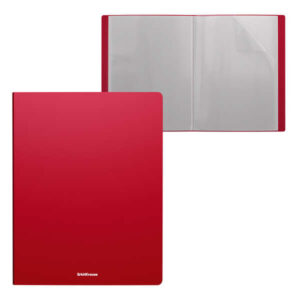 erichkrause matt classic carpeta con 20 fundas tamaño a4 color rojo